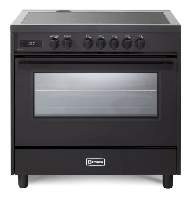 Verona VMFSIE365EE 36 inch Ultima Midnight Collection Freestanding Induction Range with 5 Elements, 5 cu. ft. Oven Capacity, Touch Control Clock in Matte Black