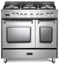 Verona VPFSGE365D 36 inch Prestige Series Freestanding Dual Fuel Double Oven Range with 5 Sealed Burners, 3.9 cu. ft. Oven Capacity, European Convection