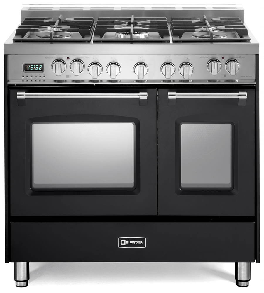 Verona VPFSGE365D 36 inch Prestige Series Freestanding Dual Fuel Double Oven Range with 5 Sealed Burners, 3.9 cu. ft. Oven Capacity, European Convection
