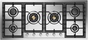 ILVE UHCPT125 Professional Plus II 48 inch Built-In Gas Cooktop with Total Black Brass Burners, in Stainless Steel