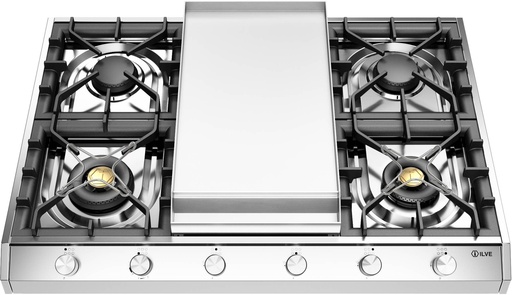 [UHCP965FSS] ILVE UHCP965F Professional Plus II 36 inch Gas Cooktop with Griddle, in Stainless Steel   (Natural Gas)