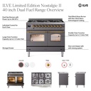 ILVE UPD406NMP Nostalgie II 40 inch Dual Fuel Range with 6 Total Black Brass Burners, Brass Trim (Limited Edition)