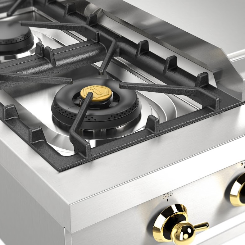 ILVE UHCP36FNSSG close up left angle dual burner