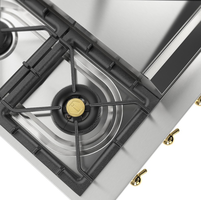 ILVE UHCP48FNSSG close up on dual burner