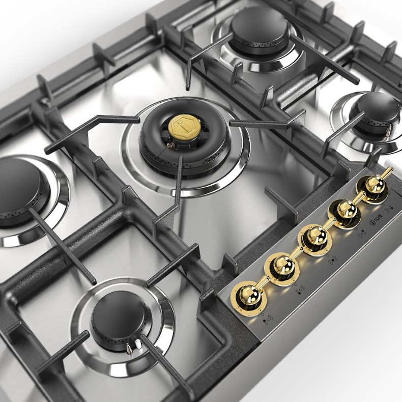 ILVE UHCPT75NSSG close up on center dual burner