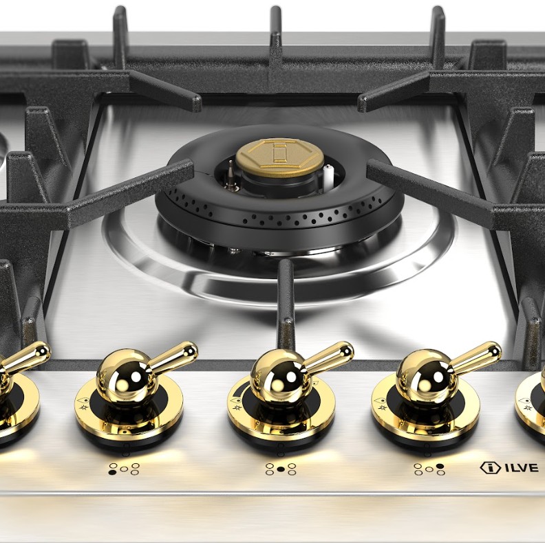 ILVE UHCPT75NSSG front view close up on knobs