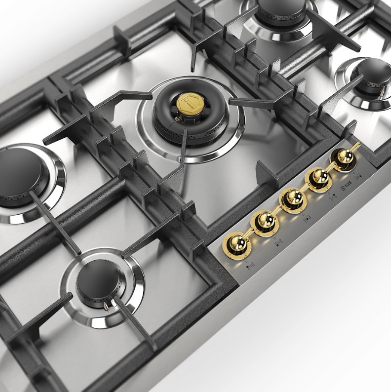ILVE UHCPT95NSSG close up on center dual burner