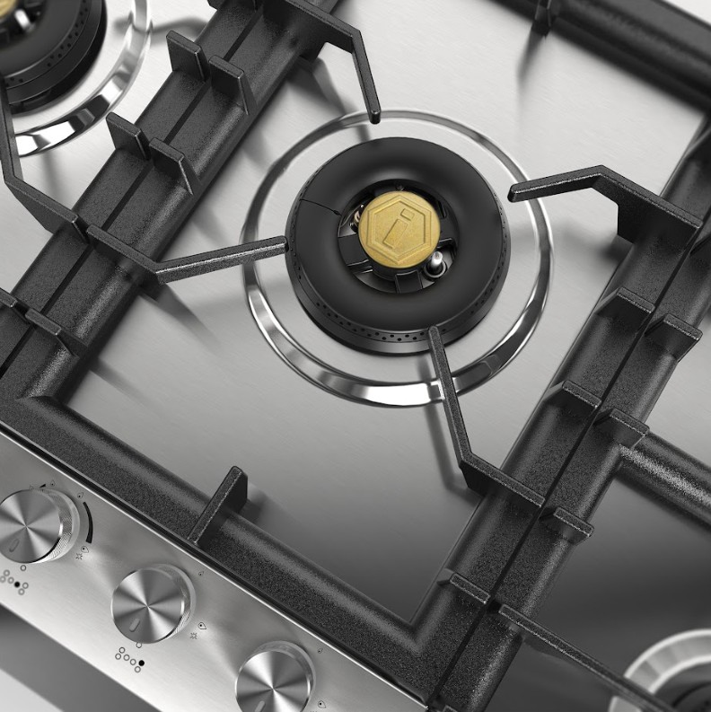 ILVE UHCPT125SS right angle close up on dual burner