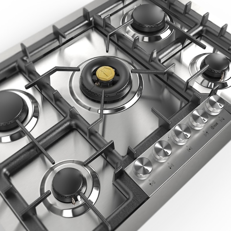 ILVE UHCPT75SS close up on dual burner