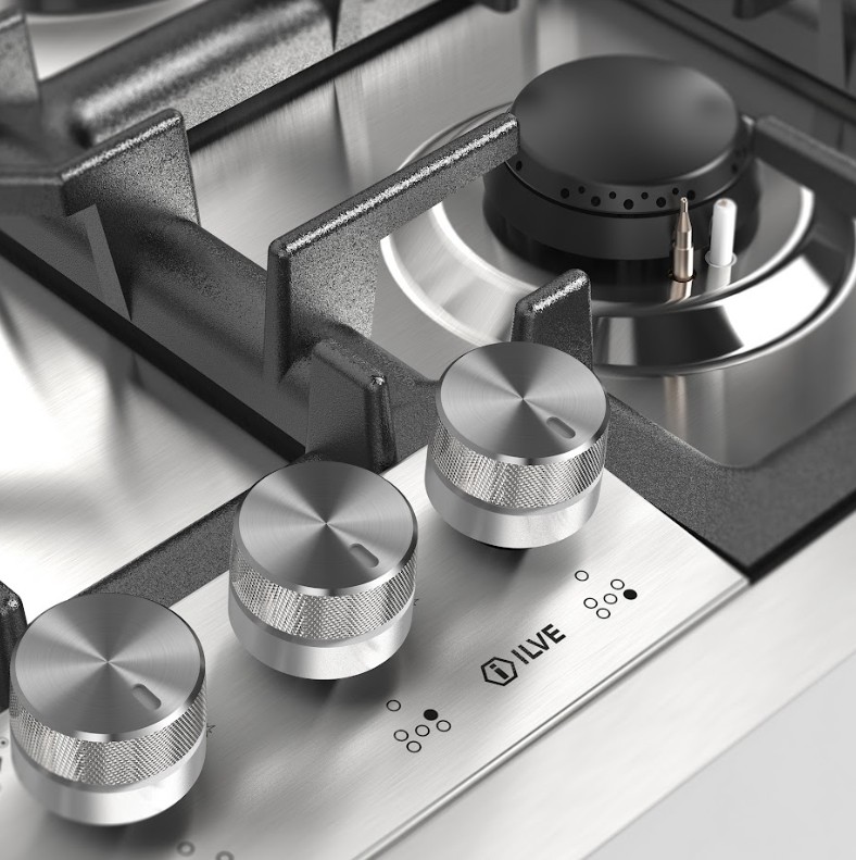 ILVE UHCPT75SS close up on knobs