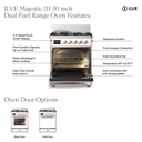 ILVE UM30N Majestic III 30 inch Dual Fuel Range with 5 Black Brass Burners, Dual Function Burner up to 25,000 BTU