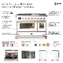 ILVE UM48F Majestic III 48 inch Dual Fuel Range with 8 Burners and Griddle, Dual Function Burner up to 25,000 BTU