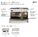 ILVE UM48F Majestic III 48 inch Dual Fuel Range with 8 Burners and Griddle, Dual Function Burner up to 25,000 BTU
