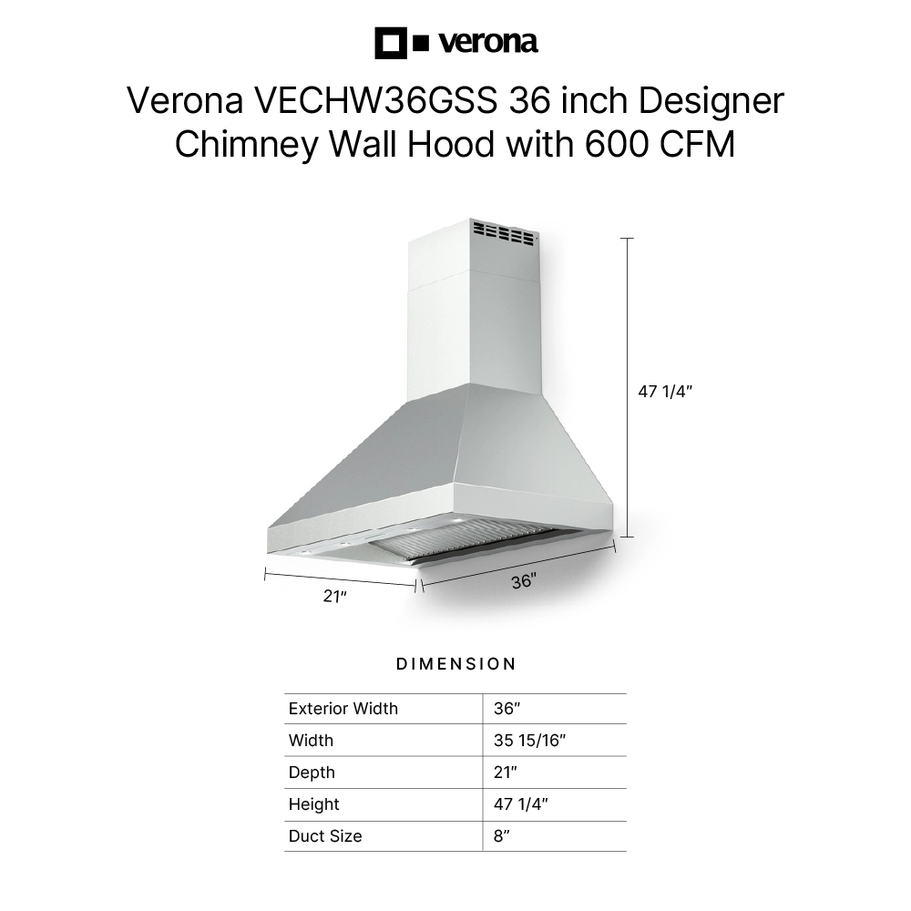 Verona VECHW36GSS dimensions