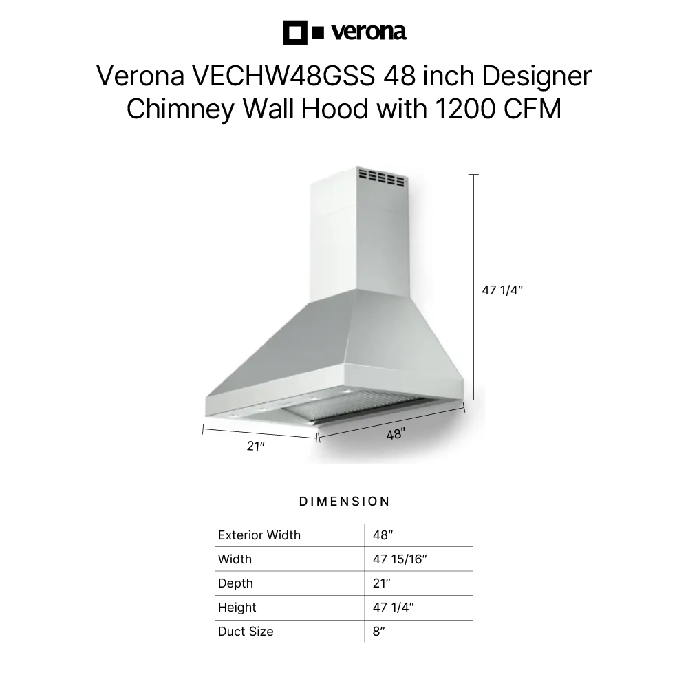 Verona VECHW48GSS dimensions
