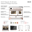 ILVE UMDIB40N Majestic III 40 inch Induction Range with 6 Elements, 3.82 cu. ft. Total Oven Capacity