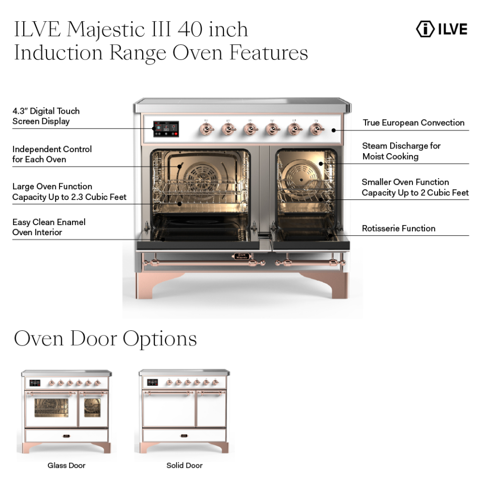 ILVE UMDIB40N Majestic III 40 inch Induction Range with 6 Elements, 3.82 cu. ft. Total Oven Capacity