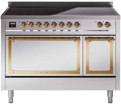 [UNI486QNMPSSG] ILVE UNI486NMP Nostalgie II Noblesse 48 inch Induction Range with 6 Elements (Solid Door, Stainless Steel, Brass)