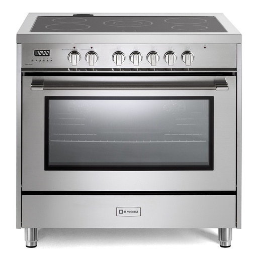[VPRFSEE365SS] Verona VPRFSEE365SS 36 inch Prima Series Freestanding Electric Range with 5 Elements, 5 cu. ft. Oven Capacity, Digital Clock, Timer in Stainless Steel