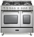 Verona VPFSGG365D 36 inch Prestige Series Freestanding Gas Double Oven Range with 5 Sealed Burners, 3.9 cu. ft. Oven Capacity, Convection 