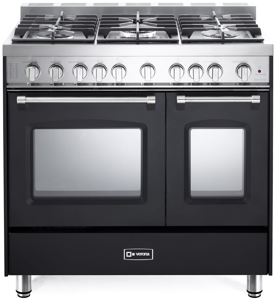 Verona VPFSGG365D 36 inch Prestige Series Freestanding Gas Double Oven Range with 5 Sealed Burners, 3.9 cu. ft. Oven Capacity, Convection