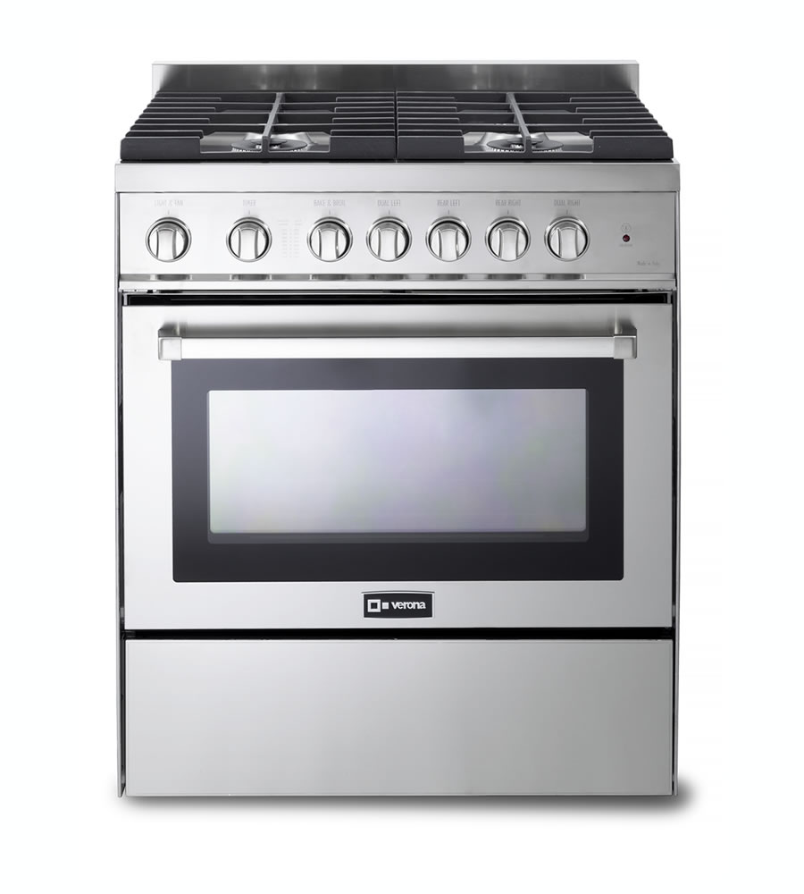 Verona VEFSGG304N 30 inch Freestanding Gas Range with 4 Sealed Burners, 3.6 cu. ft. Oven Capacity and Convection Oven