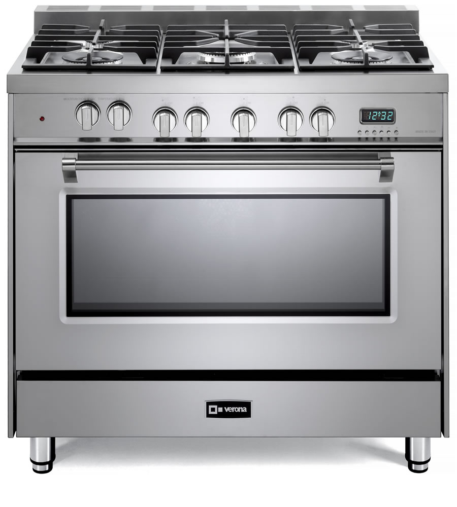 Verona VPFSGE365W 36 inch Prestige Freestanding Dual Fuel Range with 5 Sealed Burners, 4 cu. ft. Oven Capacity, European Convection in White
