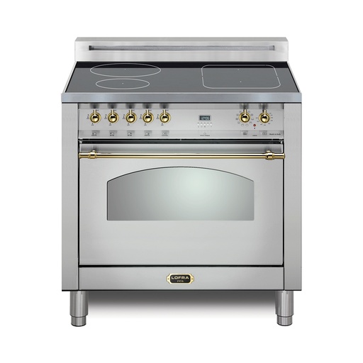 [RXOS30M000I4] Lofra 00I4 30 inch Dolcevita Series Freestanding Induction Range with 4 Elements, 3 cu. ft. Oven Capacity and True European Convection (Stainless Steel, Brass)