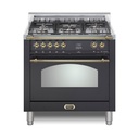 Lofra G500 36 inch Dolcevita Series Freestanding Dual Fuel Range with 5 Sealed Brass Burners, 3 cu. ft. Oven Capacity and True European Convection
