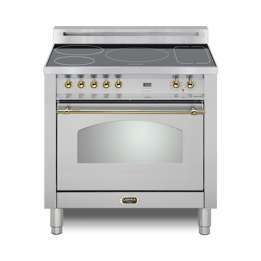 [RXOS36M000I5] Lofra 00I5 36 inch Dolcevita Series Freestanding Induction Range with 5 Elements, 3 cu. ft. Oven Capacity and True European Convection (Stainless Steel, Brass)