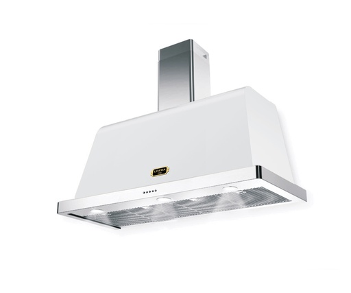 [ARBP48O] Lofra AR 48 inch Dolcevita Series Chimney Wall Hood with 471 CFM, LED Lighting, Dishwasher Safe Anti Grease Metal Filters (White, Brass)