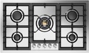 ILVE UHCPT95 Professional Plus II 36 inch Built-In Gas Cooktop with Total Black Brass Burners, in Stainless Steel 