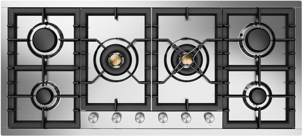 ILVE UHCPT125 Professional Plus II 48 inch Built-In Gas Cooktop with Total Black Brass Burners, in Stainless Steel