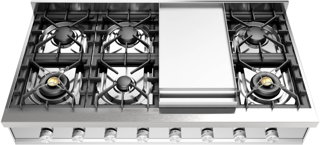 ILVE UHCP48F Professional Plus II 48 inch Built-In Gas Rangetop with Griddle, in Stainless Steel 