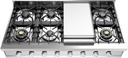 ILVE UHCP48F Professional Plus II 48 inch Built-In Gas Rangetop with Griddle, in Stainless Steel 