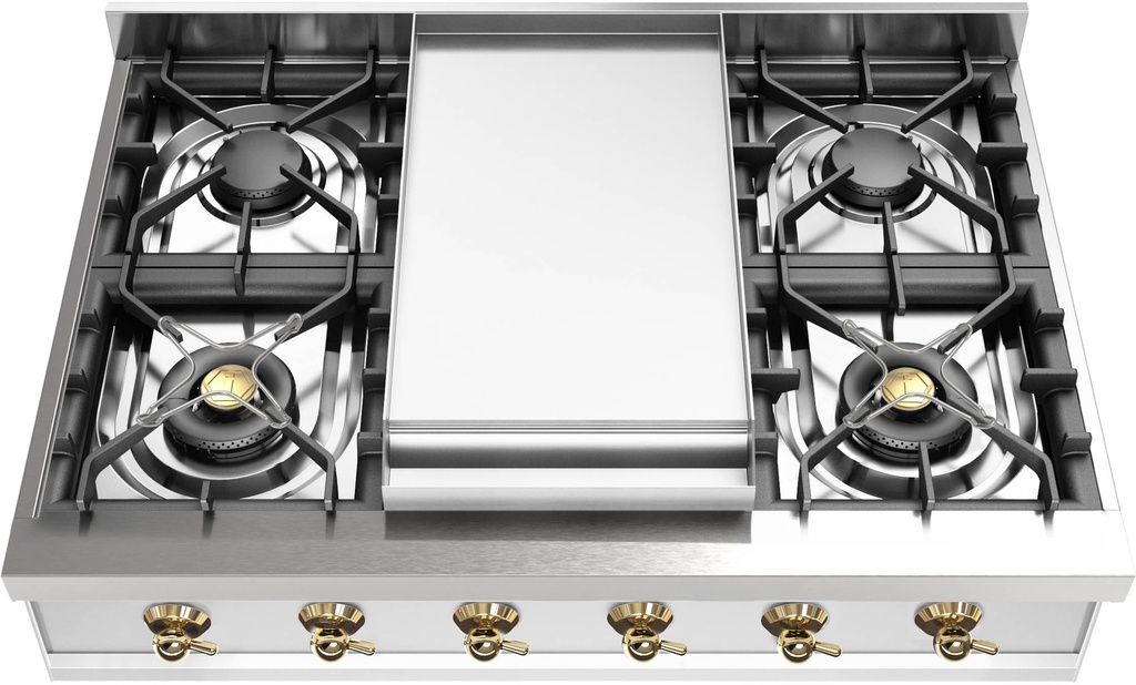 ILVE UHCP36FN Nostalgie II 36 inch Built-In Gas Rangetop with 6 Burners and Griddle, in Stainless Steel 