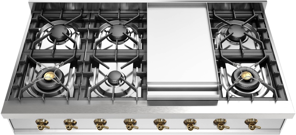 ILVE UHCP48FN Nostalgie II 48 inch Built-In Gas Rangetop with Griddle, in Stainless Steel