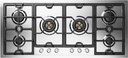 ILVE UHCPMT125 Panoramagic 48 inch Built-In Gas Cooktop with Total Black Brass Burners, in Stainless Steel 