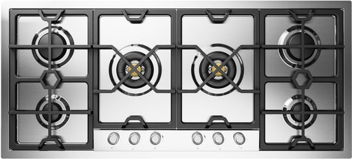 [UHCPMT125SS] ILVE UHCPMT125 Panoramagic 48 inch Built-In Gas Cooktop with Total Black Brass Burners, in Stainless Steel  (6 Sealed Burners, Natural Gas)