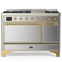 ILVE UM48F Majestic III 48 inch Dual Fuel Range with 8 Burners and Griddle, Dual Function Burner up to 25,000 BTU