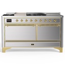 ILVE UM60FS Majestic III 60 inch Dual Fuel Range with 7 Burners, Griddle and French Top, Dual Function Burner with up to 25,000 BTU