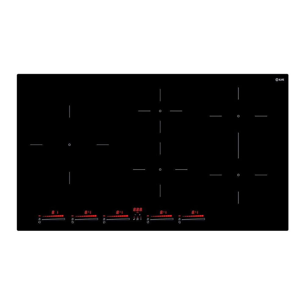 ILVE UHCI36TCRP Professional Plus II 36 inch Built-In Induction Cooktop with 5 Element Zones in Glossy Black