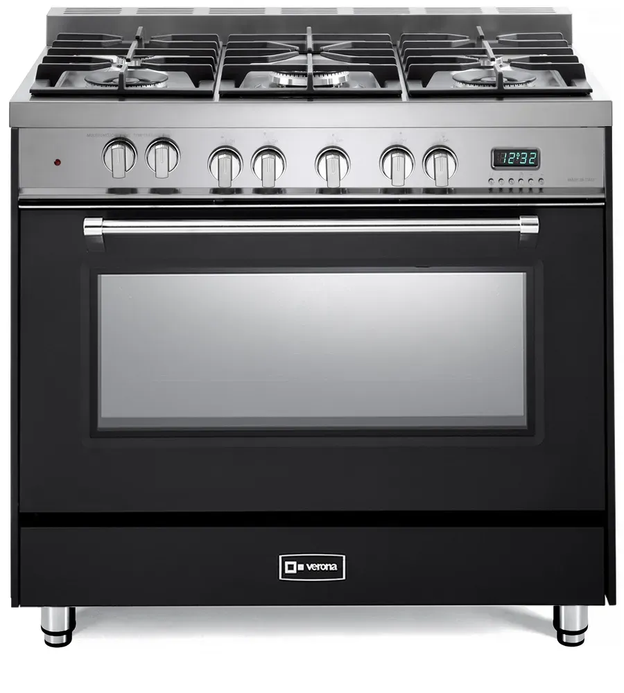 Verona VPFSGE365 36 inch Prestige Freestanding Dual Fuel Range with 5 Sealed Burners, 4 cu. ft. Oven Capacity and European Convection