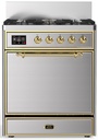 ILVE UM30N Majestic III 30 inch Dual Fuel Range with 5 Black Brass Burners, Dual Function Burner up to 25,000 BTU