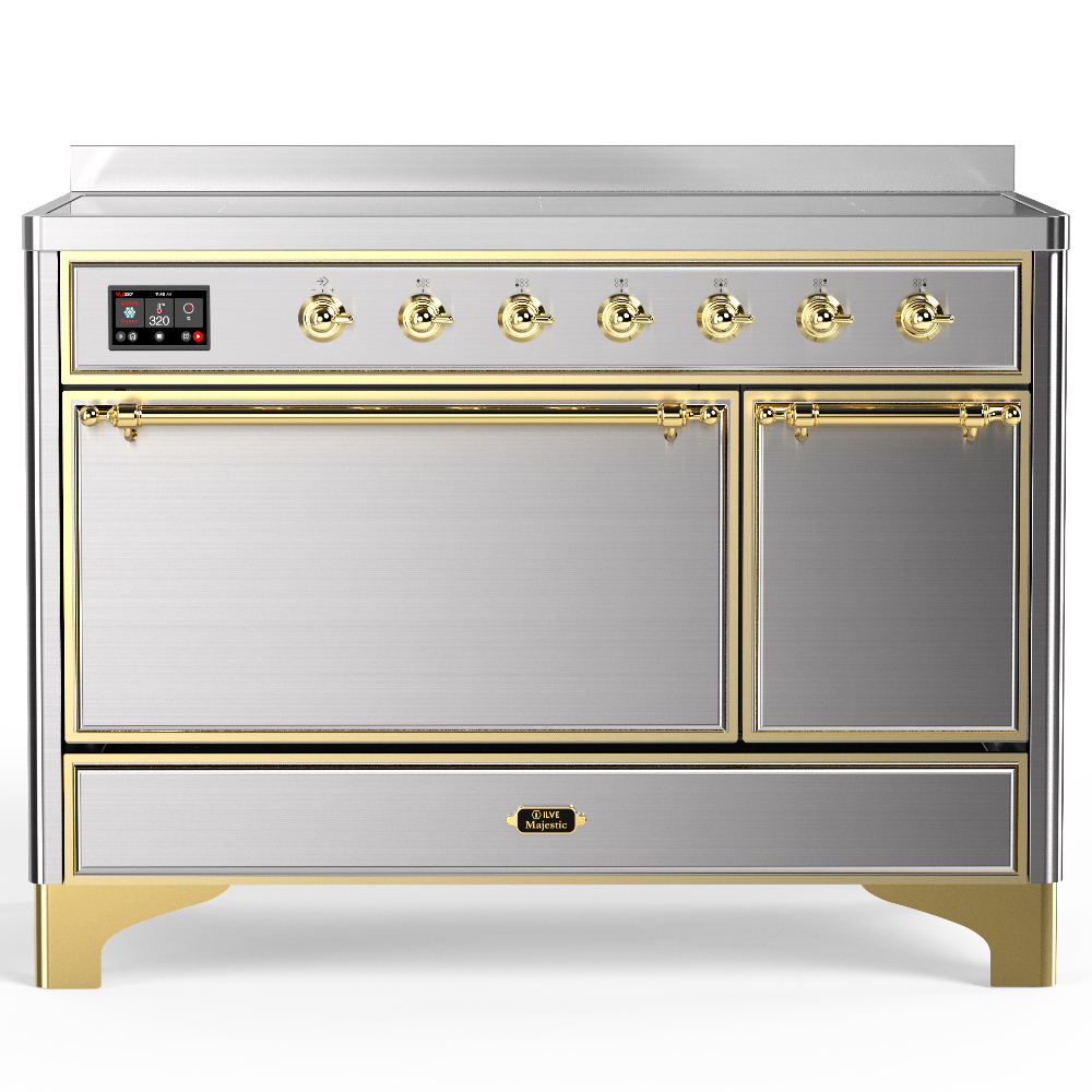ILVE UMIB48N Majestic III 48 inch Induction Range with 6 Elements, 5.02 cu. ft. Total Dual Oven Capacity