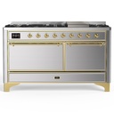 ILVE UM60F Majestic III 60 inch Dual Fuel Range with 9 Burners and Griddle, Dual Function Burner up to 25,000 BTU