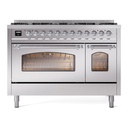 ILVE UP488NMPSSCLP Nostalgie II 48 inch Dual Fuel Liquid Propane Range Chrome Trim Bundle including EN48C82211 Chrome Knobs and Handles (Limited Edition)