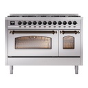 ILVE UP488NMPSSB Nostalgie II 48 inch Dual Fuel Range Burnished Trim Bundle Including EN48B82211 Burnished Knobs and Handles (Limited Edition)