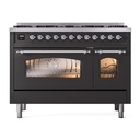 ILVE UP488NMPMGC Nostalgie II 48 inch Dual Fuel Range Chrome Trim Bundle Including EN48C82211 Chrome Knobs and Handles (Limited Edition)