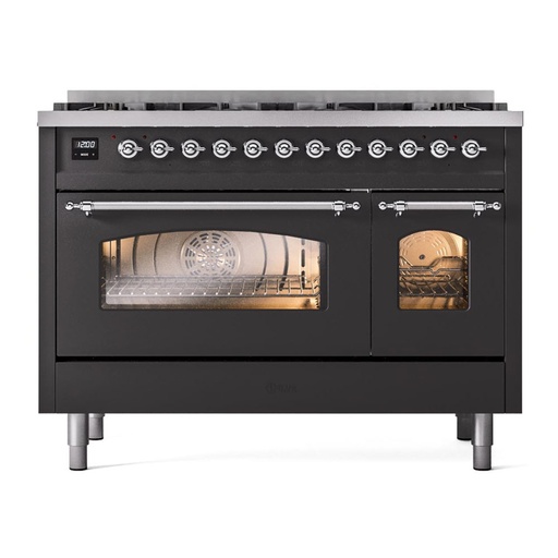 [UP488NMPMGCLP] ILVE UP488NMPMGCLP Nostalgie II 48 inch Dual Fuel Liquid Propane Range Chrome Trim Bundle Including EN48C82211 Chrome Knobs and Handles (Limited Edition)